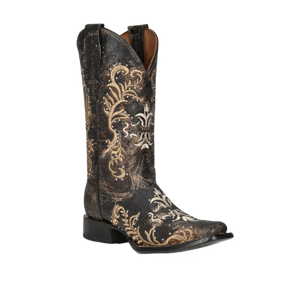 Elegant Black and Gold Women's Western Boots